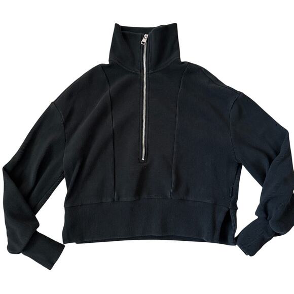 Varley Ramona Half Zip Sweatshirt Ribbed Black Size XXS - Picture 6 of 11